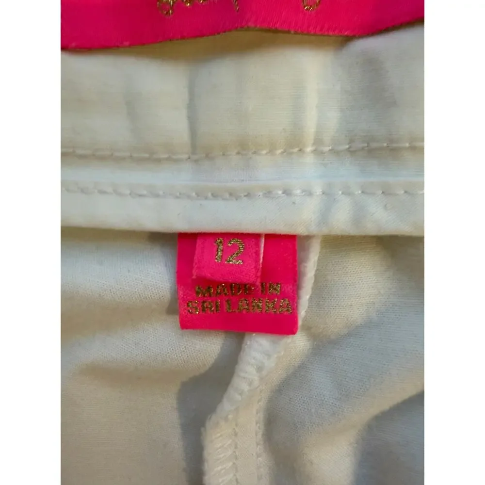 Lilly Pulitzer White Bermuda Shorts Women's size 12 Gold Button